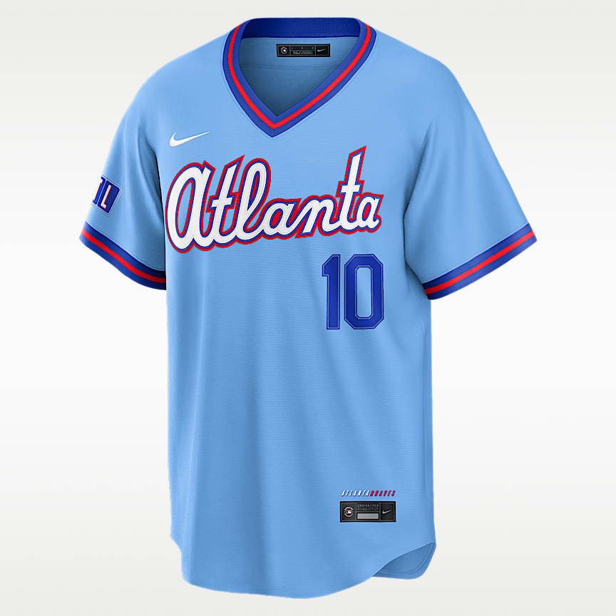 DHC 青 ピンク TORRES 9 シャツ Hank Aaron Atlanta Braves Cooperstown Men's Nike MLB T-Shirt. Nike.com